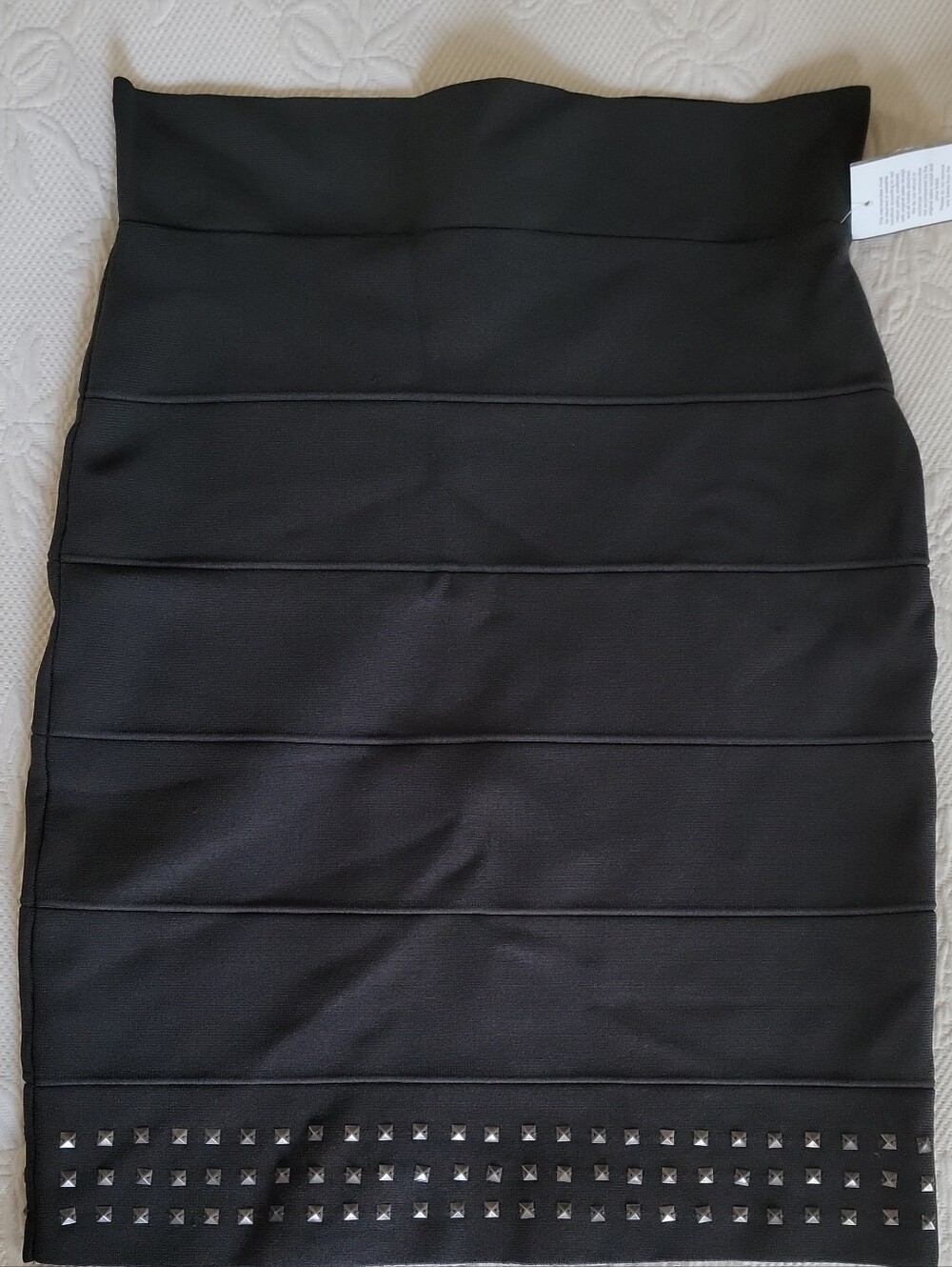 VIVIENNE TAM Dark Gray Knit Skirt with Studded Hem